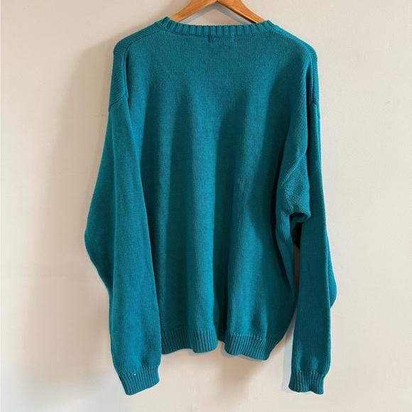 St. John's Bay Vintage Men's Turquoise Crewneck Sweater, Size L, Offers Welcome - Picture 2 of 5